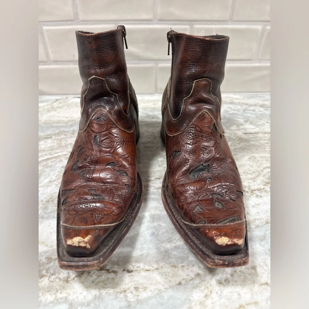By Atan for Sendra Distressed Leather Western Ankle Boots – Women’s 7.5 - Picture 1 of 7